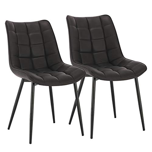 WOLTU, WOLTU Dining Chairs Set of 2 pcs Kitchen Counter Chairs Lounge Leisure Living Room Corner Chairs Anthracite Faux Leather Reception