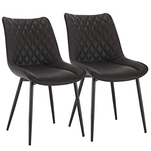 WOLTU, WOLTU Dining Chairs Set of 2 pcs Kitchen Counter Chairs Lounge Leisure Living Room Corner Chairs Anthracite Leatherette Reception Chairs