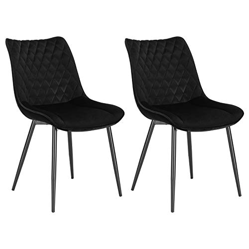 WOLTU, WOLTU Dining Chairs Set of 2 pcs Kitchen Counter Chairs Lounge Leisure Living Room Corner Chairs Black Velvet Reception Chairs