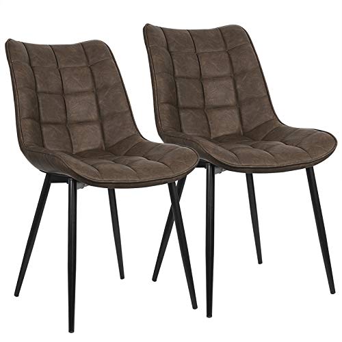 WOLTU, WOLTU Dining Chairs Set of 2 pcs Kitchen Counter Chairs Lounge Leisure Living Room Corner Chairs Brown Faux Leather Reception