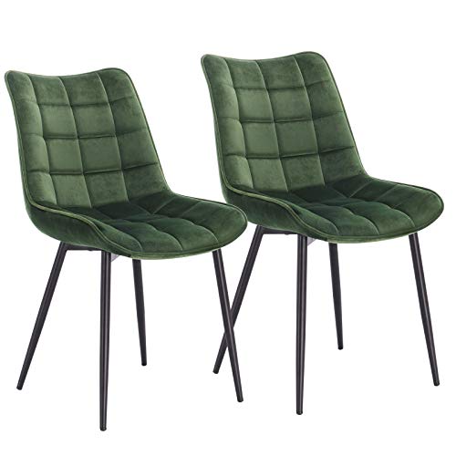 WOLTU, WOLTU Dining Chairs Set of 2 pcs Kitchen Counter Chairs Lounge Leisure Living Room Corner Chairs Dark Green Velvet Reception Chairs