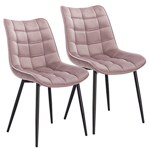 WOLTU, WOLTU Dining Chairs Set of 2 pcs Kitchen Counter Chairs Lounge Leisure Living Room Corner Chairs Dark Pink Velvet