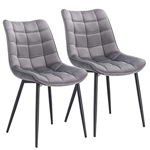 WOLTU, WOLTU Dining Chairs Set of 2 pcs Kitchen Counter Chairs Lounge Leisure Living Room Corner Chairs Light Grey Velvet