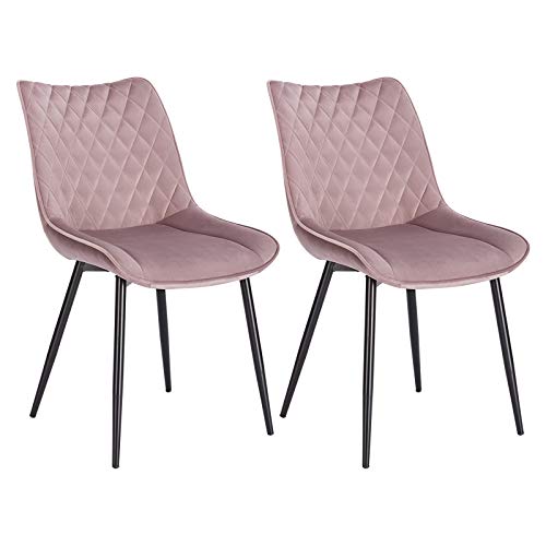 WOLTU, WOLTU Dining Chairs Set of 2 pcs Kitchen Counter Chairs Lounge Leisure Living Room Corner Chairs Pink Velvet Reception Chairs