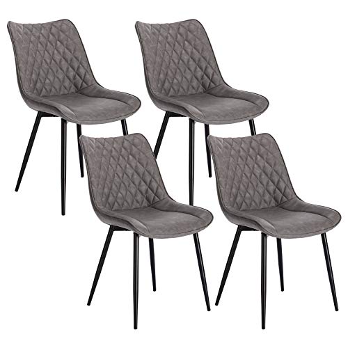 WOLTU, WOLTU Dining Chairs Set of 4 pcs Counter Kitchen Chairs Lounge Leisure Living Room Corner Chairs Dark Grey Leatherette Reception