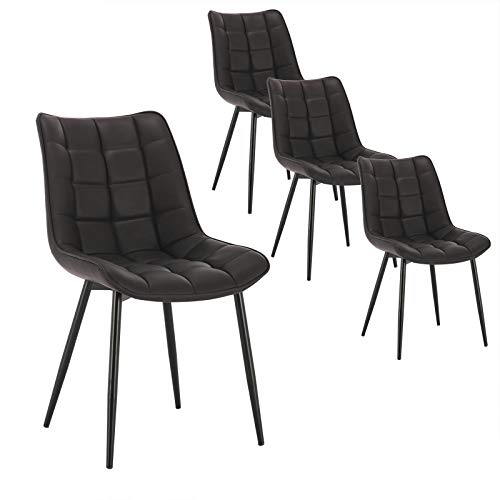 WOLTU, WOLTU Dining Chairs Set of 4 pcs Kitchen Counter Chairs Lounge Leisure Living Room Corner Chairs Anthracite Faux Leather Reception Chairs