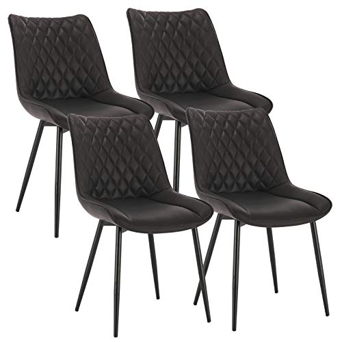 WOLTU, WOLTU Dining Chairs Set of 4 pcs Kitchen Counter Chairs Lounge Leisure Living Room Corner Chairs Anthracite Leatherette Reception