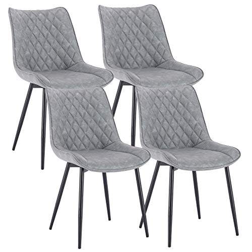 WOLTU, WOLTU Dining Chairs Set of 4 pcs Kitchen Counter Chairs Lounge Leisure Living Room Corner Chairs Grey Leatherette Reception Chairs