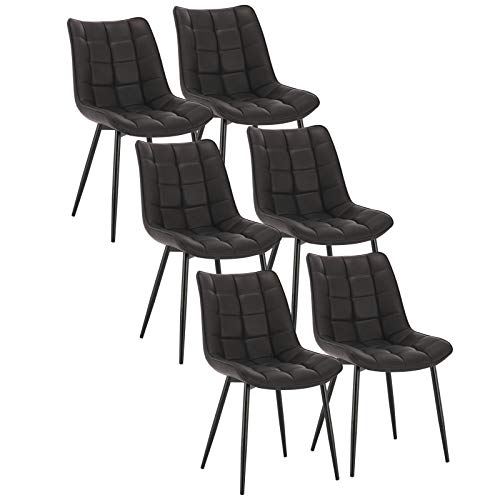 WOLTU, WOLTU Dining Chairs Set of 6 pcs Kitchen Counter Chairs Lounge Leisure Living Room Corner Chairs Anthracite Faux Leather