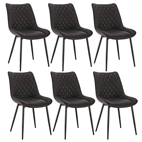 WOLTU, WOLTU Dining Chairs Set of 6 pcs Kitchen Counter Chairs Lounge Leisure Living Room Corner Chairs Anthracite Leatherette Reception