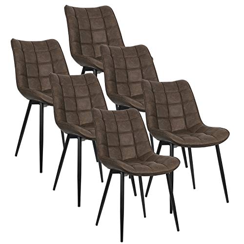 WOLTU, WOLTU Dining Chairs Set of 6 pcs Kitchen Counter Chairs Lounge Leisure Living Room Corner Chairs Brown Faux Leather