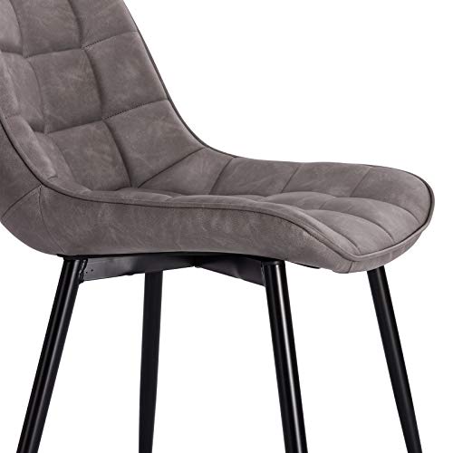 WOLTU, WOLTU Dining Chairs Set of 6 pcs Kitchen Counter Chairs Lounge Leisure Living Room Corner Chairs Dark Grey Faux Leather Reception