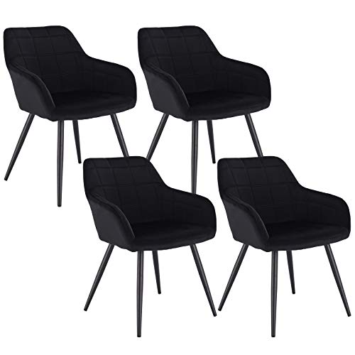 WOLTU, WOLTU Dining chairs set of 4 Black Velvet,Kitchen Living Room Reception Chairs with Padded Seat,BH93sz-4
