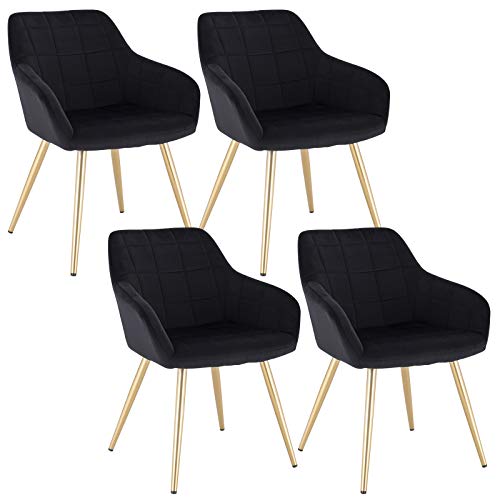 WOLTU, WOLTU Dining chairs set of 4 Black/Golden Velvet,Kitchen Living Room Reception Chairs with Padded Seat,BH232sz-4