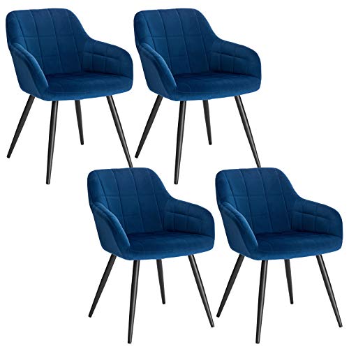 WOLTU, WOLTU Dining chairs set of 4 Blue Velvet,Kitchen Living Room Reception Chairs with Padded Seat,BH93bl-4