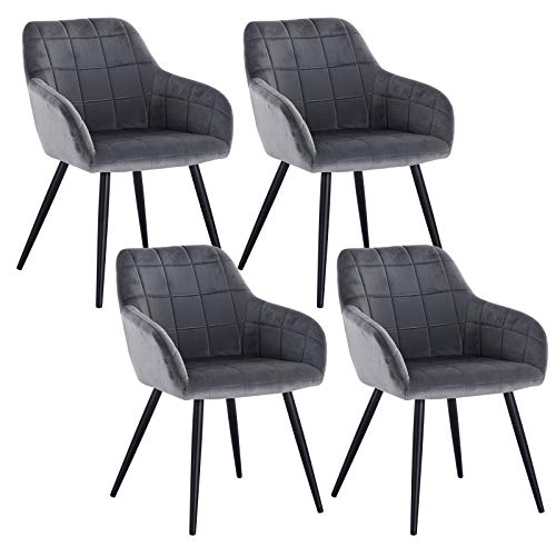 WOLTU, WOLTU Dining chairs set of 4 Dark Grey Velvet,Kitchen Living Room Reception Chairs with Padded Seat,BH93dgr-4