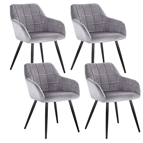 WOLTU, WOLTU Dining chairs set of 4 Grey Velvet,Kitchen Living Room Reception Chairs with Padded Seat,BH93gr-4