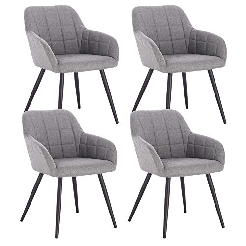 WOLTU, WOLTU Dining chairs set of 4 Light Grey Linen,Kitchen Living Room Reception Chairs with Padded Seat,BH107hgr-4