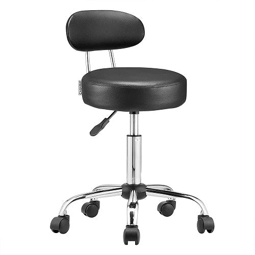 WOLTU, WOLTU Faux Leather Gas Lift Swivel Chair Stool Black Swivel Working Chair with Back for Office Computer Lounge Dinning Pub Gas Strut