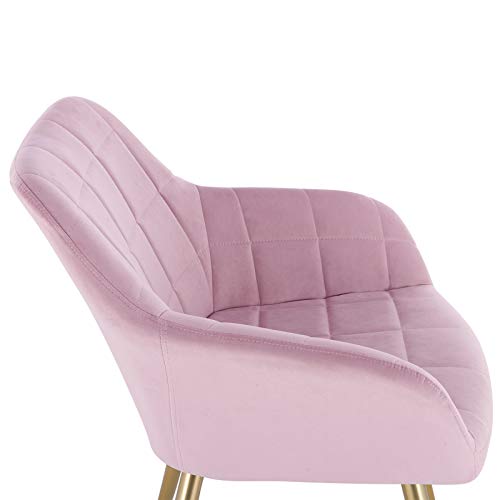 WOLTU, WOLTU Velvet Kitchen Dining chairs set of 6 Pink/Golden, Armchairs Lounge Corner chairs with Metal Legs for home office Living Room