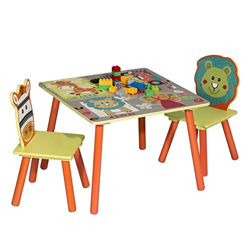 WOLTU, WOLTU Wooden Kids' Children's Desk Table with 2 Chairs Stools Set for Preschoolers Boys and Girls Activity Build & Play Table Chair Set