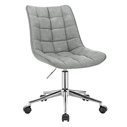 WOLTU, WOLTU Work Stool Office Chair Desk Chair Roll Stool Swivel,Height Adjustable, Faux Leather,Grey ,BS78gr