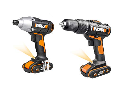 WORX, WORX WX938 18V (20V MAX) Impact Driver and Hammer Drill Twin Pack, Black