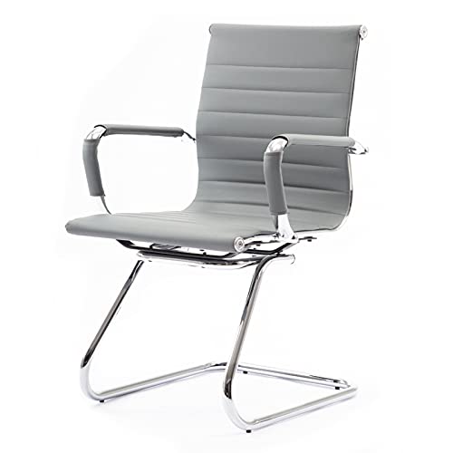 WAHSON OFFICE CHAIRS, Wahson 1 PCS Meeting Office Chair Reception Chairs in PU Leather,Visitors Guest Chairs with Chrome Frame (Grey-1 pcs)
