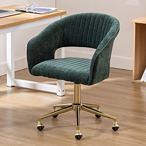 WAHSON OFFICE CHAIRS, Wahson Fabric Home Office Chair Modern Swivel Desk Chair Height Adjustable Task Chair with Golden Base, Vanity Chair for Teens Adults