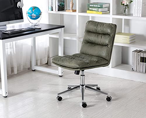 WAHSON OFFICE CHAIRS, Wahson Leather Office Chair Swivel Desk Chair with Thick Cushion Armless Task Chair Height Adjustable for Home Office