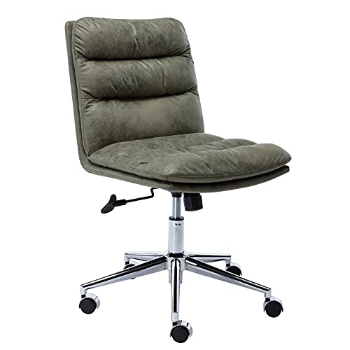 WAHSON OFFICE CHAIRS, Wahson Leather Office Chair Swivel Desk Chair with Thick Cushion Armless Task Chair Height Adjustable for Home Office (Green)