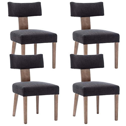 WAHSON OFFICE CHAIRS, Wahson Mid Century Dining Chairs Set of 4 Linen Fabric Kitchen Leisure Chairs with Wood Legs, Upholstered Side Chairs for Dining Room/Living