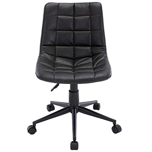 WAHSON OFFICE CHAIRS, Wahson PU Leather Office Chair 360°Swivel Desk Chair Mid Back Height Adjustable,Armless Task Chair for Home Office (Black)