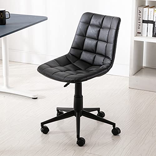 WAHSON OFFICE CHAIRS, Wahson PU Leather Office Chair 360°Swivel Desk Chair Mid Back Height Adjustable,Armless Task Chair for Home Office (Black)