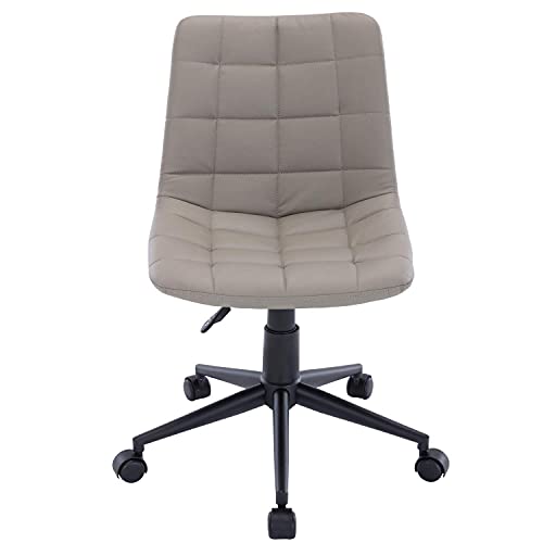 WAHSON OFFICE CHAIRS, Wahson PU Leather Office Chair 360°Swivel Desk Chair Mid Back Height Adjustable,Armless Task Chair for Home Office (Grey)