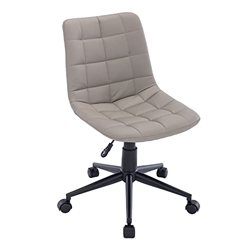 WAHSON OFFICE CHAIRS, Wahson PU Leather Office Chair 360°Swivel Desk Chair Mid Back Height Adjustable,Armless Task Chair for Home Office (Grey)