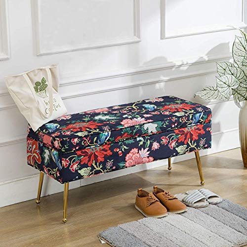 WAHSON OFFICE CHAIRS, Wahson Upholstered Ottoman Storage Bench Bed End Stool Window Seat with Gold Metal Legs,Bench Seat for Bedroom/Entryway, Red