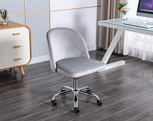 WAHSON OFFICE CHAIRS, Wahson Velvet Desk Chair Swivel Computer Chair Height Adjustable Armless Task Chair for Home Office (Grey)