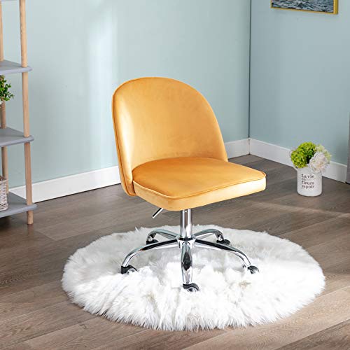 WAHSON OFFICE CHAIRS, Wahson Velvet Desk Chair Swivel Computer Chair Height Adjustable Armless Task Chair for Home Office (Yellow)