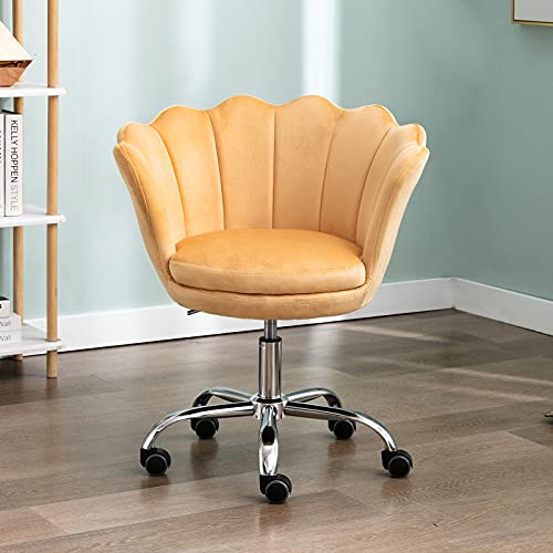 WAHSON OFFICE CHAIRS, Wahson Velvet Home Office Chair Swivel Chair Height Adjustable Armless Task Chair with Gold Base,Desk Chair for Bedroom/Vanity