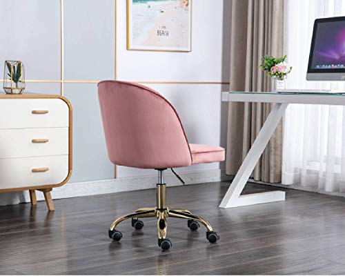 WAHSON OFFICE CHAIRS, Wahson Velvet Office Chair Swivel Desk Chair Height Adjustable Armless Task Chair for Home Office (Pink)