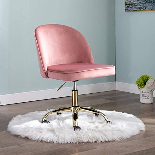 WAHSON OFFICE CHAIRS, Wahson Velvet Office Chair Swivel Desk Chair Height Adjustable Armless Task Chair for Home Office (Pink)