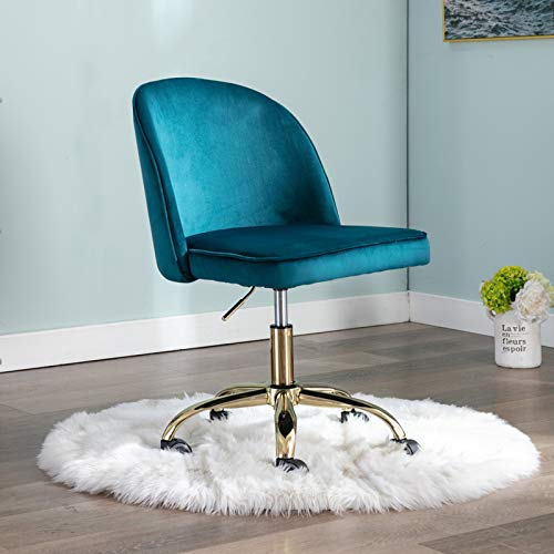 WAHSON OFFICE CHAIRS, Wahson Velvet Office Chair Swivel Desk Chair Height Adjustable Armless Task Chair for Home Office (Teal blue)