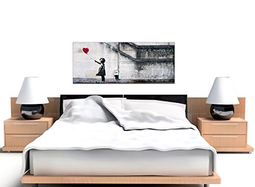 Wallfillers, Wallfillers Large Canvas Prints of Banksy's Girl with the Red Balloon for your Dining Room - Graffiti Wall Art - 1050