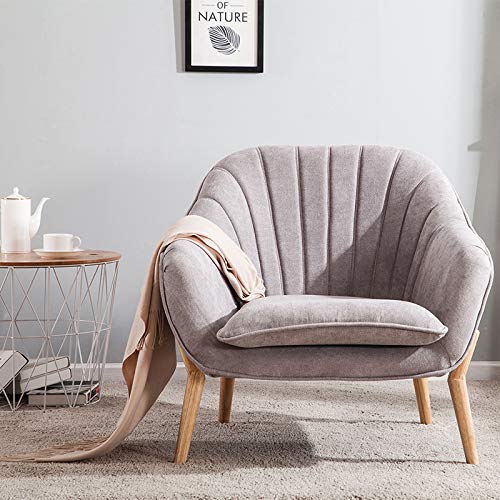 Warmiehomy, Wamiehomy Modern Suede Fabric Armchair Tub Occasional Chair with Solid Wood Legs for Living Room Bedroom Reception Contemporary (Grey)