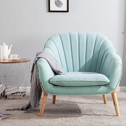 Warmiehomy, Wamiehomy Modern Suede Fabric Armchair Tub Occasional Chair with Solid Wood Legs for Living Room Bedroom Reception Contemporary (Light Blue)