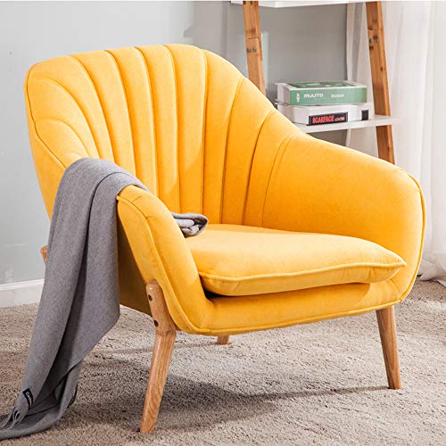 Warmiehomy, Wamiehomy Modern Suede Fabric Armchair Tub Occasional Chair with Solid Wood Legs for Living Room Bedroom Reception Contemporary (Yellow)