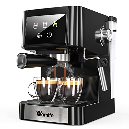 Wamife, Wamife Coffee Machine, Espresso Machine with Milk Frother, Dual Temperature Control, 15 Bar Espresso Coffee Maker, 1 Cup/2 Cup