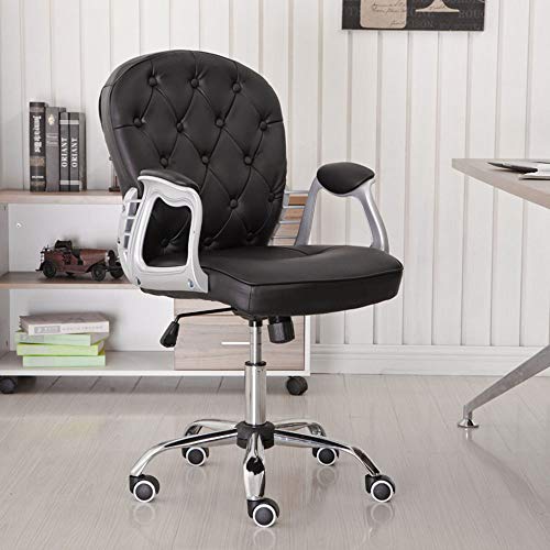 Warmiehomy, Warmiehomy Desk Chair Swivel Faux Leather Adjustable Height Office Chair Home Furniture Computer Black