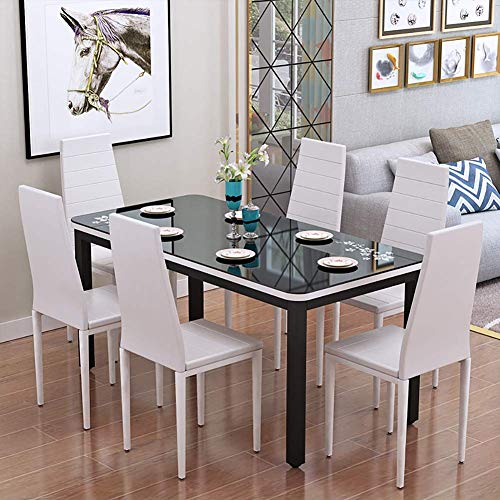 Warmiehomy, Warmiehomy PU Leather Dining Chairs Set of 6, Modern Soft Padded High Back Chair with Metal Legs for Dining Room, Kitchen, Restaurant